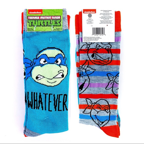 Nickelodeon Other - Teenage Mutant Ninja Turtles TMNT Crew Socks 2 Pairs Mens Womens Novelty Gift
